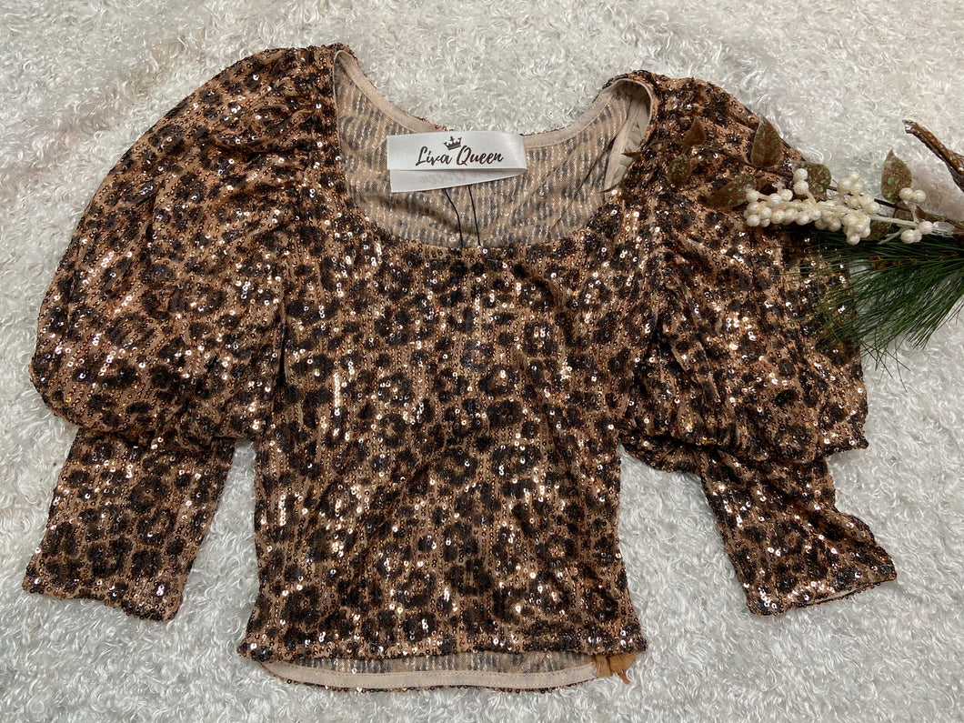 Hazel Sparkly Cheetah Crop Top